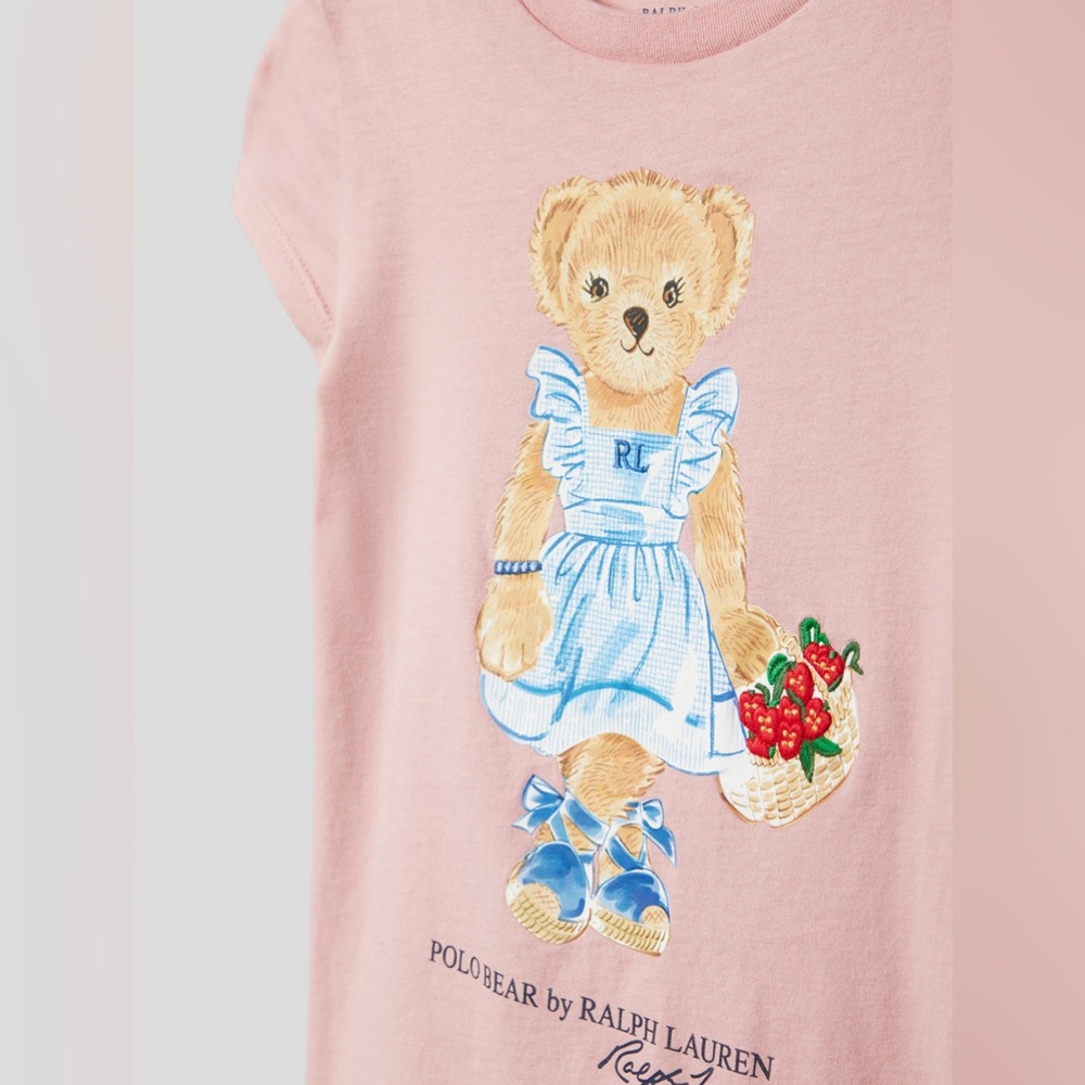 3 Polo Ralph Lauren Girls T-shirt Tops Polo Bear - (Size M 8/10) - Picture 11 of 12